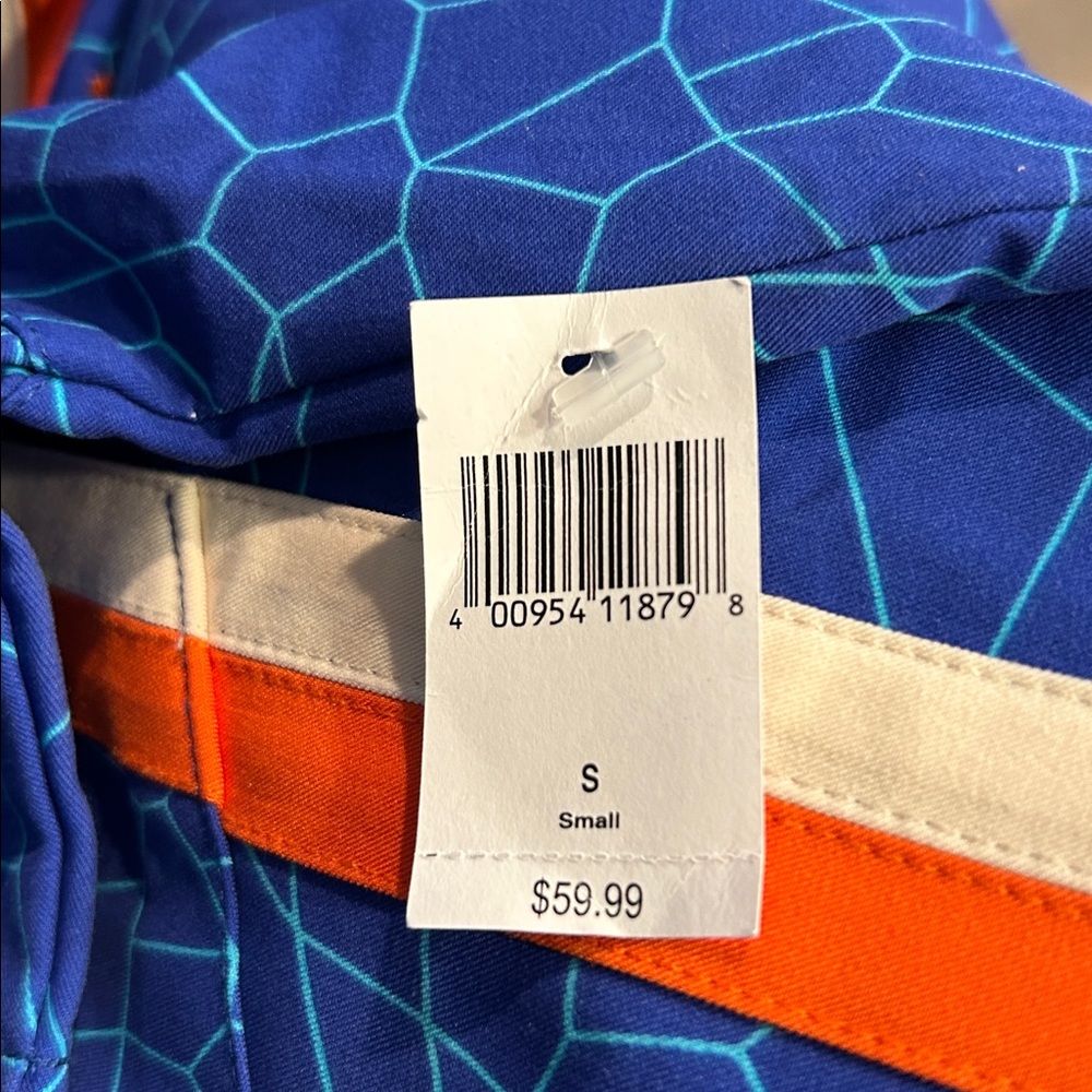 Marvel Black Panther Wakanda Forever Scrub Top Blue Orange Geometric Print Men S